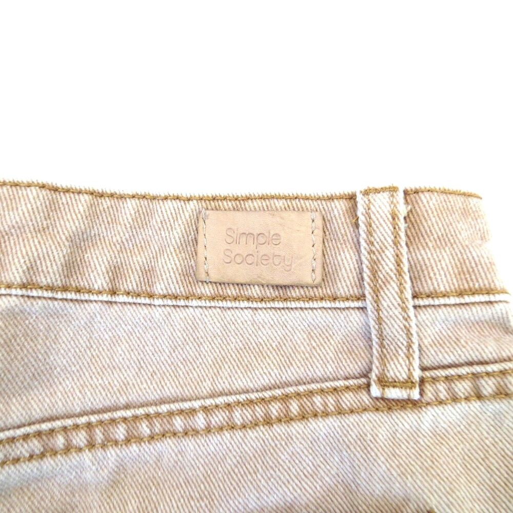 Simple Society Denim Shorts Hi Rise Frayed Hem Tan 7/28" Festival EUC - Picture 5 of 10